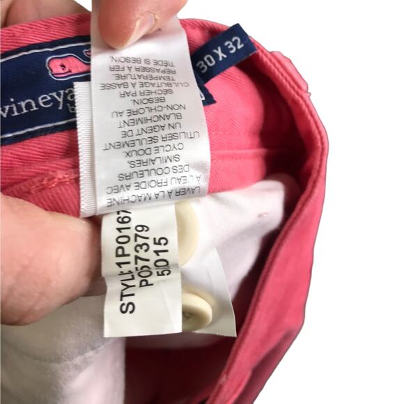 Vineyard Vines Khaki Pants Mens 30X32 Preppy Salmon Pink Straight Leg Cotton - Picture 6 of 8